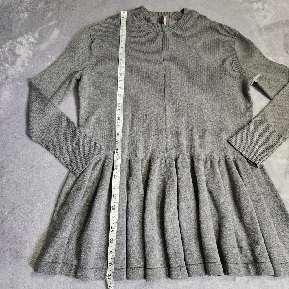 New $148 Free People Time on My Side Mini Sweater Dress Gray XS Grey Coquette